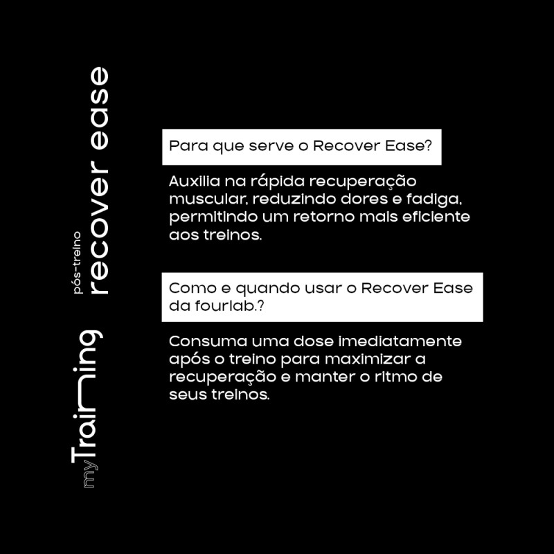 Pós Treino Recover Ease My Training: Selênio, Vit. C, Zinco, Leucina, Isoleucina, Valina, Colágeno Tipo II -  30 Doses