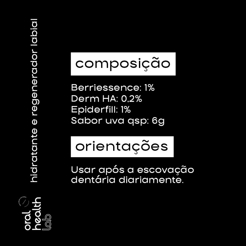 Oral Health lab. Hidratante e Regenerador labial - Prebiótico & Preenchedor