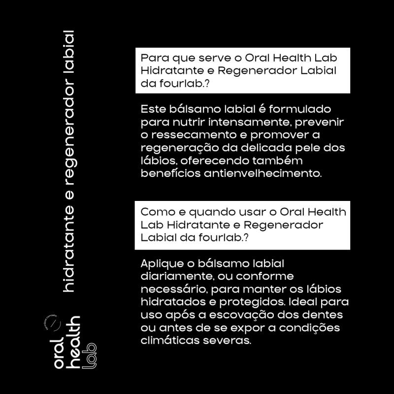Oral Health lab. Hidratante e Regenerador labial - Prebiótico & Preenchedor